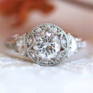 Round Halo Pave Diamond White Gold Ring